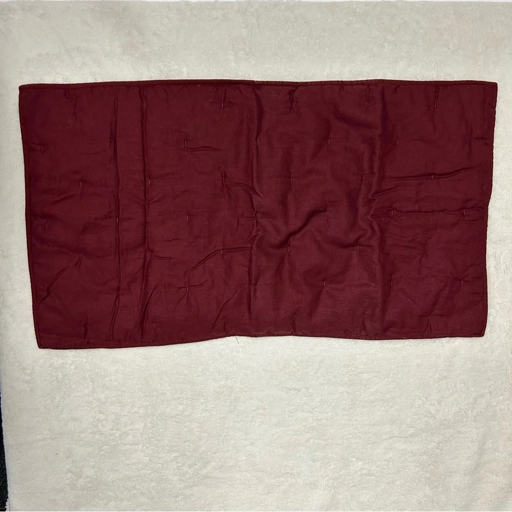Pottery Barn Belgian Flax Linen Tufted Quilted Pillow Sham Cover King Size Red